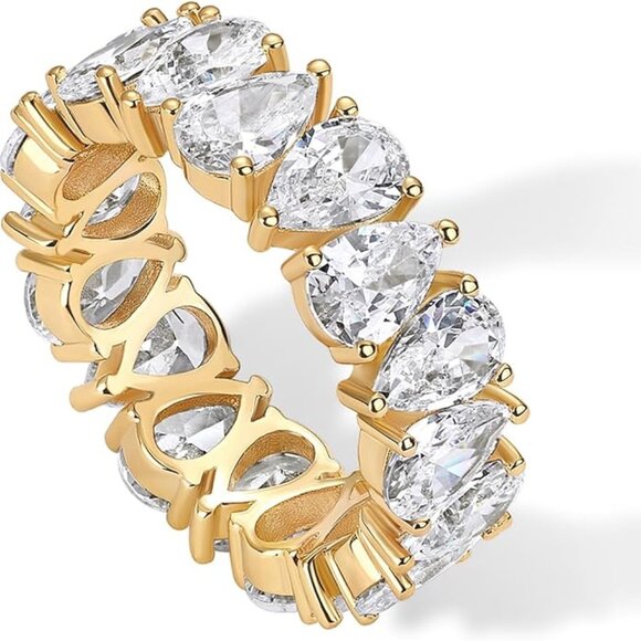 Neiman Marcus 14K Gold Plated Pear Love Eternity Ring - Picture 3 of 4